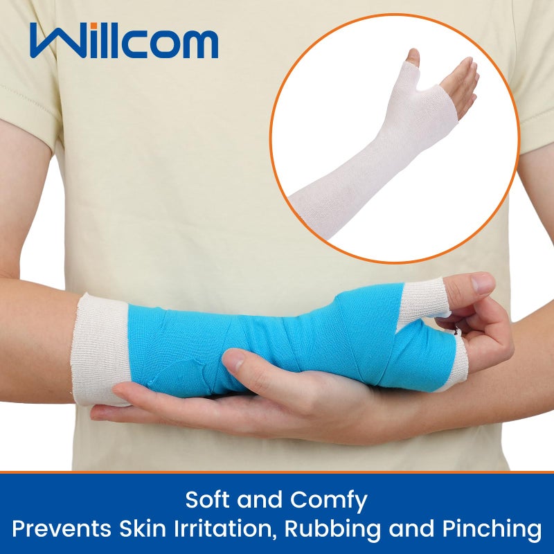 Willcom Hand Socks for Splint (Pack of 10) Wrist and Thumb Spica Wrap Liner,Arm Cast Cover Cotton Stockinette Sleeve for Under Brace for Women Men(Medium,3.23x12 inch) - Image 2