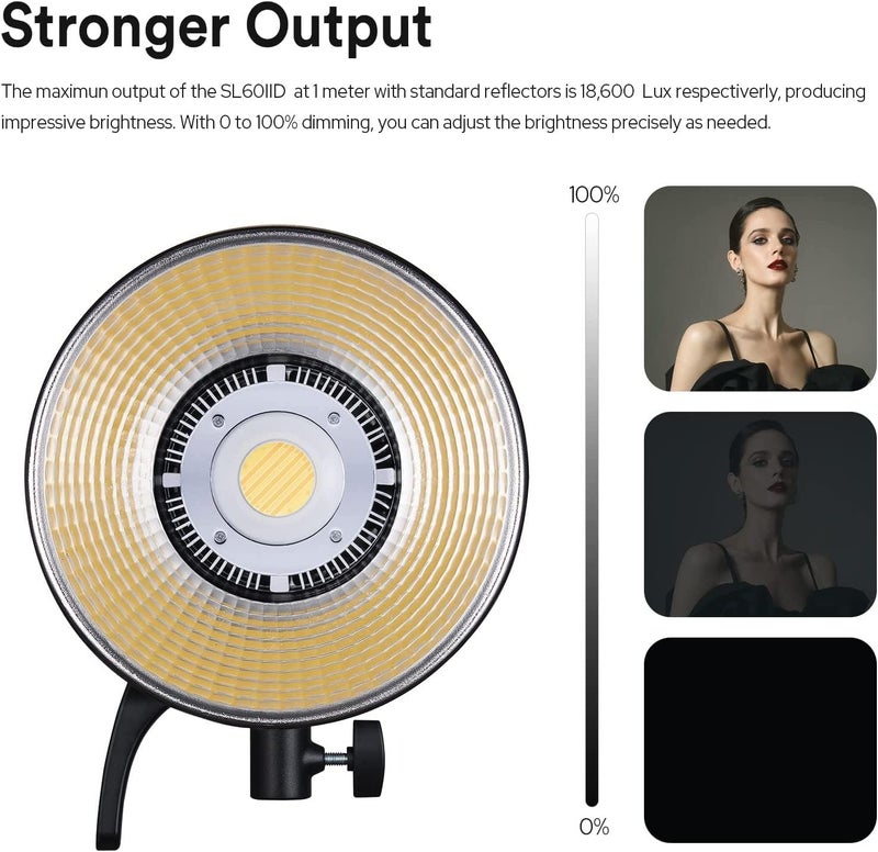 Godox SL60IID Daylight LED Video Light, 70W 5600K LED Continuous Light, 8 Fx Effects Bluetooth APP Control CRI/TLCI 96+/97+ Led Light with Bowens Mount for Studio Video Recording, Photography - Image 3