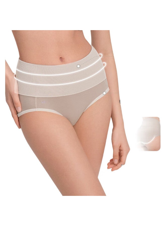 ubras Light Tummy Control Pure Cotton Antibacterial Crotch High-Waist Triangle Panties (2-Pack), Sweet Almond Color + Chocolate Color, Size S - Image 3