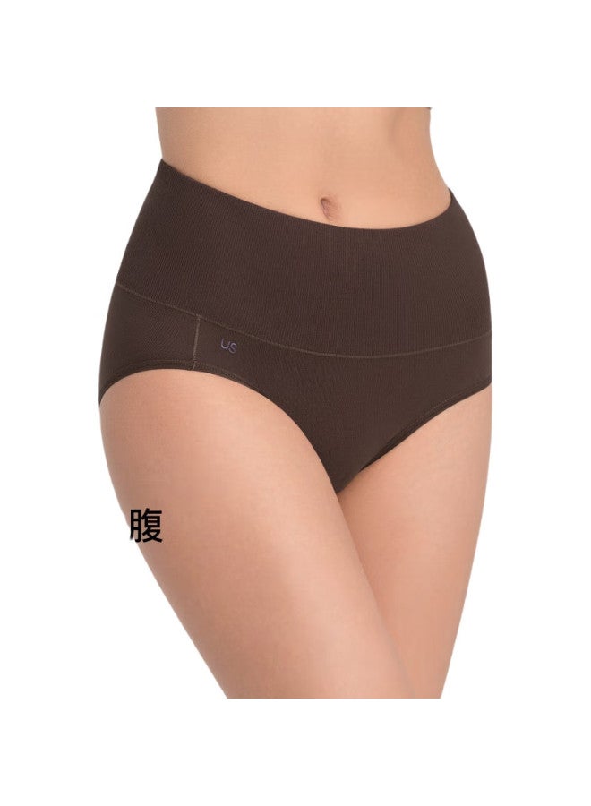 ubras Light Tummy Control Pure Cotton Antibacterial Crotch High-Waist Triangle Panties (2-Pack), Sweet Almond Color + Chocolate Color, Size S - Image 2