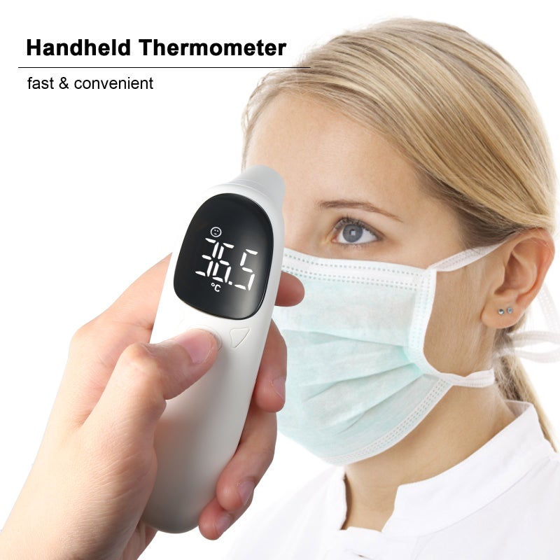 Touchless Thermometer White - Fast Precise Measurement Non-Contact Design Dual Mode LED Display Fever Alarm Infrared Thermometer for Home Office Market Coffee Shop Hotel Factory - Image 5