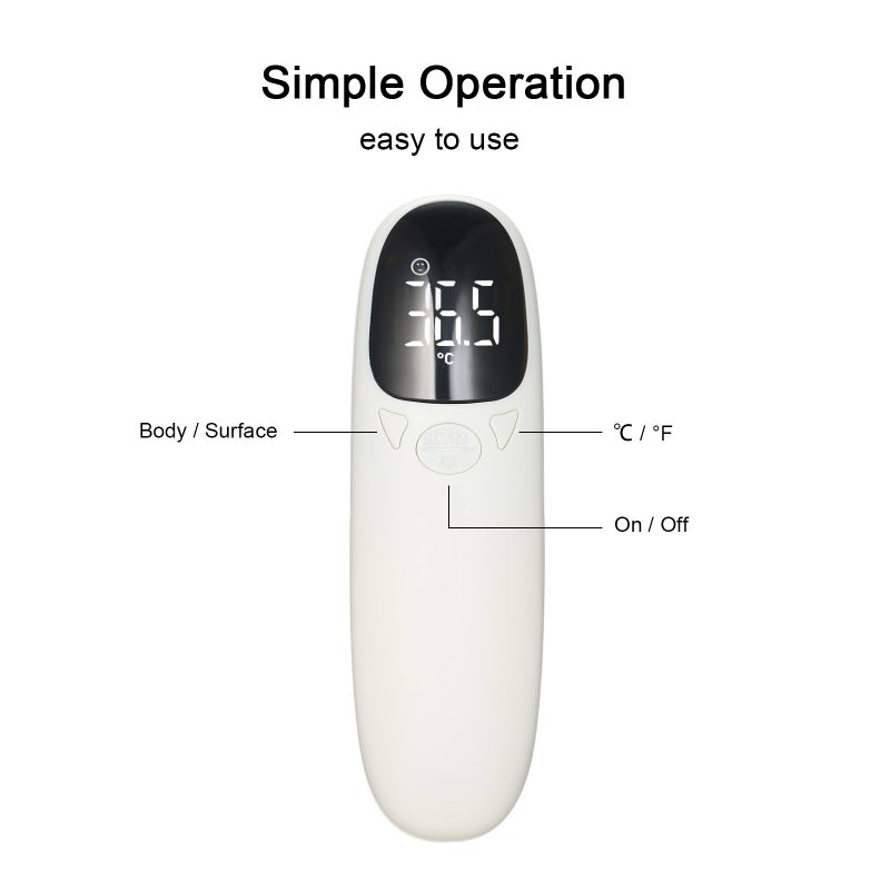 Touchless Thermometer White - Fast Precise Measurement Non-Contact Design Dual Mode LED Display Fever Alarm Infrared Thermometer for Home Office Market Coffee Shop Hotel Factory - Image 2