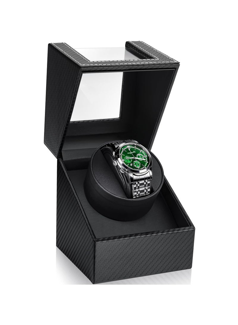 Automatic Single Watch Winder, Mechanical Watch Winder Box for Women and Men, Watch Display Case Storage Box, Automatic Watch Winder Box, Bidirection Rotation AC Adapter or Battery Powered - Image 1