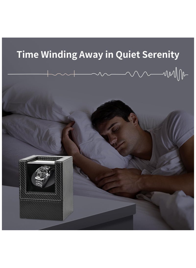 Automatic Single Watch Winder, Mechanical Watch Winder Box for Women and Men, Watch Display Case Storage Box, Automatic Watch Winder Box, Bidirection Rotation AC Adapter or Battery Powered - Image 3