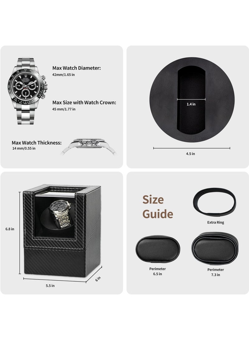 Automatic Single Watch Winder, Mechanical Watch Winder Box for Women and Men, Watch Display Case Storage Box, Automatic Watch Winder Box, Bidirection Rotation AC Adapter or Battery Powered - Image 4
