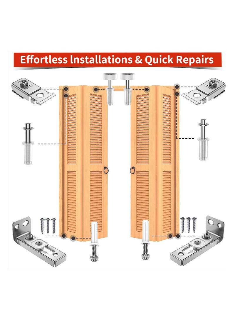 SYOSI Bifold Door Hardware Repair Kit Repair Replacement Parts for 7/8" to 1" Track Folding Pocket Door Replacement Parts Set Include Top Bottom Pivots Bracket and Guide Wheel  - Image 4