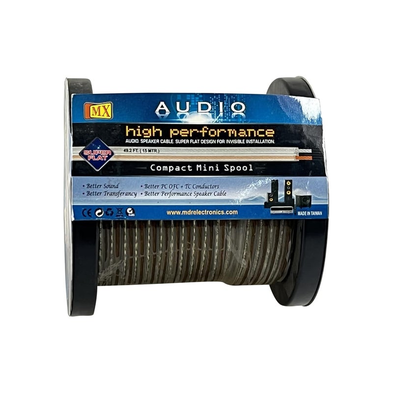 Transparent 18 AWG Speaker Cable – 15 Meter Pure Copper, Color-Coded Conductors, Flexible PVC Jacket for High-Fidelity Audio in Home Theater, PA, Studio, and AV Systems