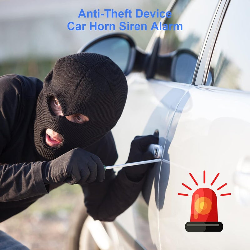 Estink Car Alarm Security System, Black Universal Anti-Theft Device Car Security Device Alarm System Burglar Alarm Car Keyless Entry System with 2 Remote Controls Car Horn Siren Alarm - Image 3