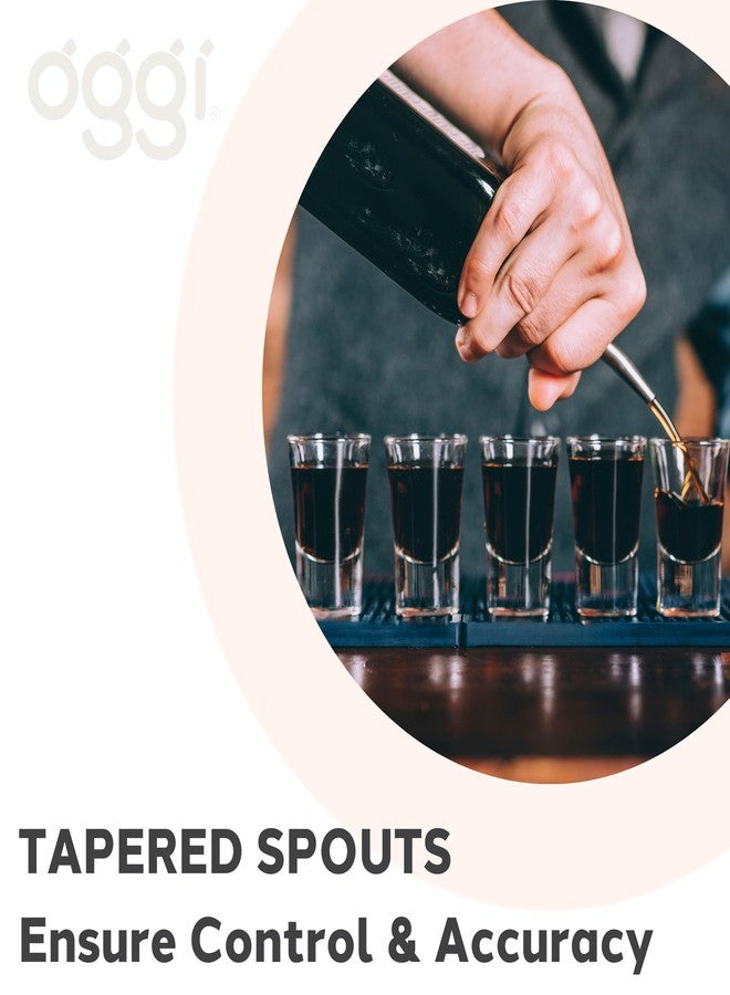 أوجي طقم أوجي مكون من قطعتين من صنابير الزجاجات الكلاسيكية المصنوعة من الفولاذ المقاوم للصدأ مع فوهة مدببة - صنابير مشروبات كحولية مع أغطية مطاطية مانعة للغبار، إكسسوارات بار، طقم نادل، فوهة صب الزجاجات - Image 4