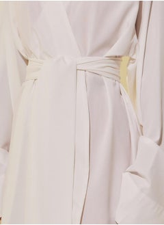 Styli White Solid Long Sleeve Robe with Tie Detail  - Image 4