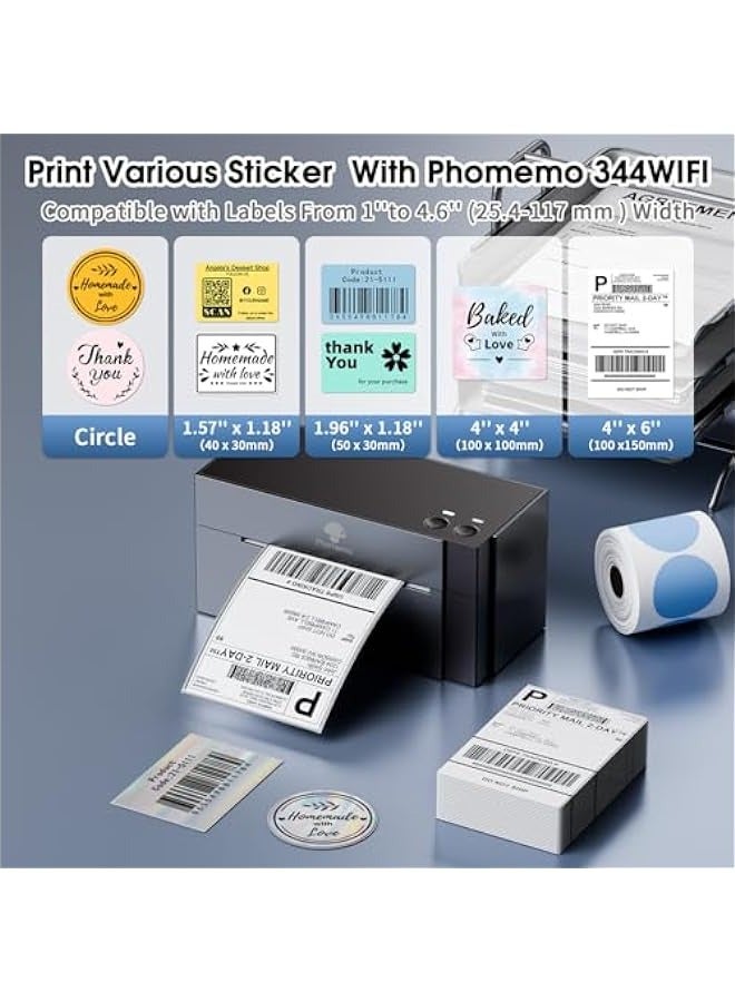 phomemo 344WF (Upgraded) Shipping Label Printer, Wi-Fi Thermal Label Printer for Shipping Packages, 4x6 Label Printer Compatible with iOS, Android and PC - Image 4