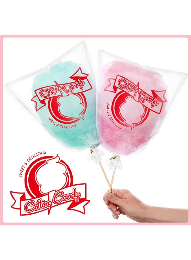 Geyee 500 Pcs Cotton Candy Bags with Ties Bags for Cotton Candy with Print Clear Large Carnival Candy Bags for Party and Kitchen, 11.8 x 17.7 Inch (Cotton Candy) - Image 3