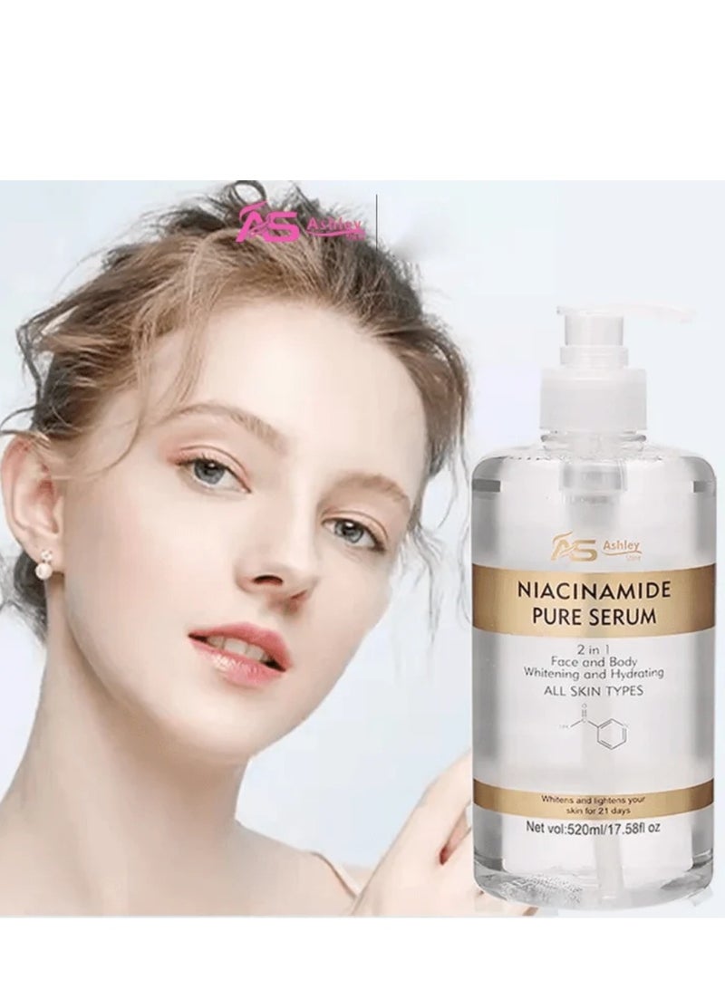 Ashley Ashley Shine Niacinamide Pure Serum 2 in 1 Face & Body Whitening and Hydrating Skin 520ml AND SHAWILL SAKURA NIACINAMIDE BODY LOTION WHITENING 500ML - Image 3