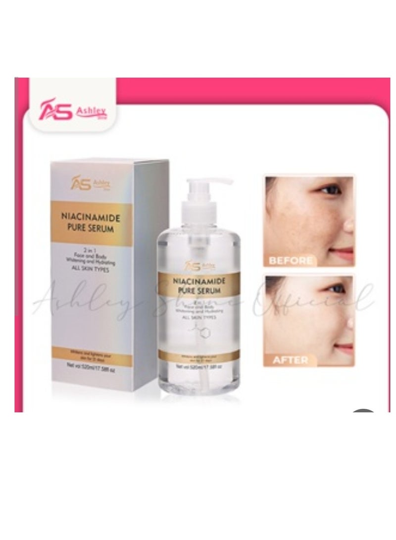 Ashley Ashley Shine Niacinamide Pure Serum 2 in 1 Face & Body Whitening and Hydrating Skin 520ml AND SHAWILL SAKURA NIACINAMIDE BODY LOTION WHITENING 500ML - Image 4