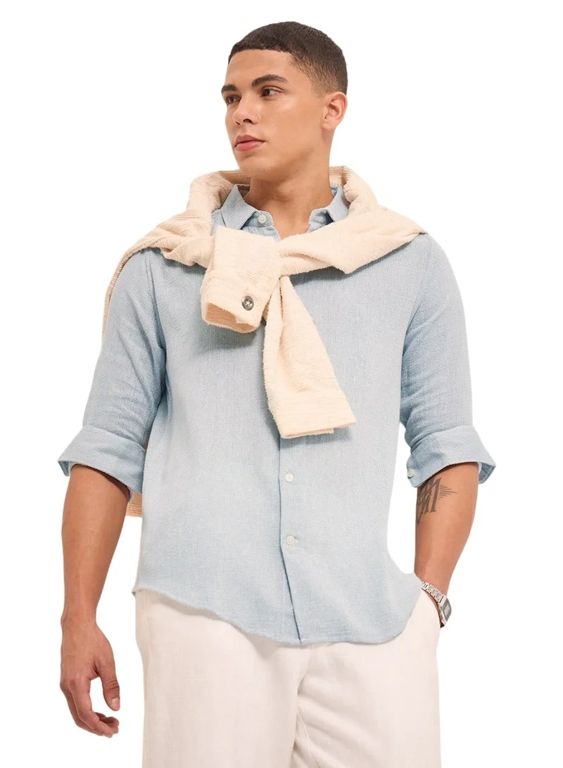 THE BEAR HOUSE Men's Cotton Shirt | Casual & Formal Long Sleeve Slim Fit | Classic Button-Down, Office & Everyday Wear, Comfortable & Breathable Fabric