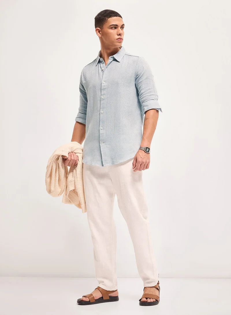 THE BEAR HOUSE Men's Cotton Shirt | Casual & Formal Long Sleeve Slim Fit | Classic Button-Down, Office & Everyday Wear, Comfortable & Breathable Fabric
