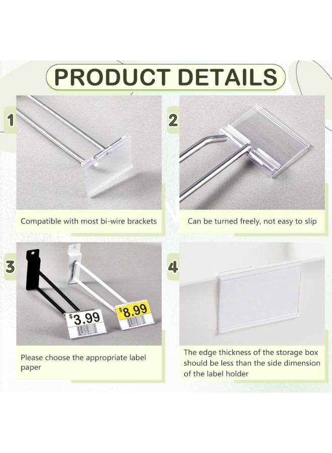 200 Pcs Clear Plastic Wire Shelf Label Holders, 2.36 x 1.65 Inch Clip-On Price Tag Display for  Retail - Image 4