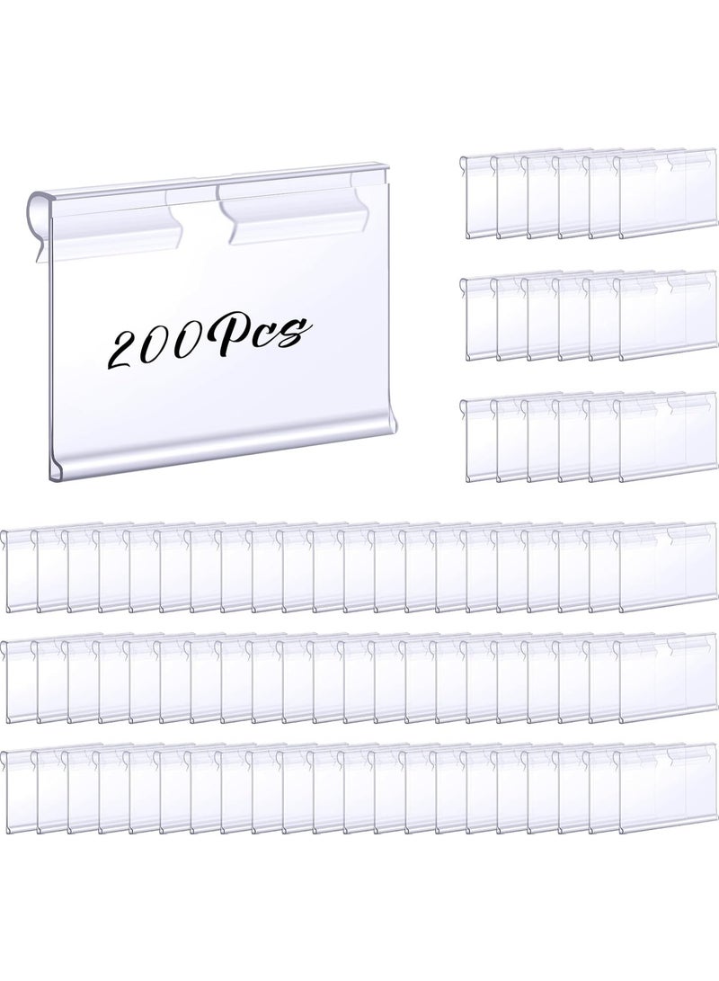 200 Pcs Clear Plastic Wire Shelf Label Holders, 2.36 x 1.65 Inch Clip-On Price Tag Display for  Retail - Image 1