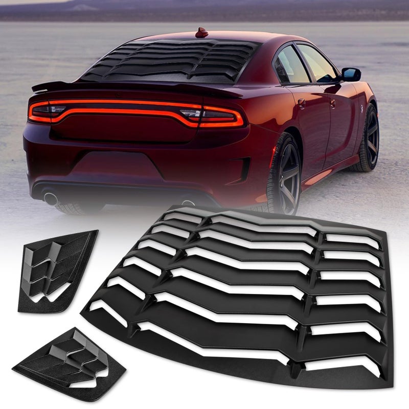 فتحة نافذة خلفية VSEK متوافقة مع دودج تشارجر 2011-2023 SXT GT RT Scat Pack SRT Hellcat Widebody Redeye Daytona غطاء واقي من الشمس لزجاج السيارة بأسلوب GT Lambo باللون الأسود غير اللامع