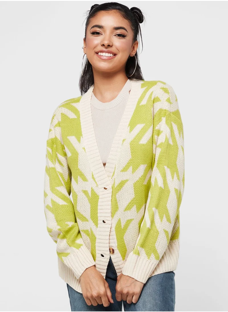 Ginger Houndstooth Intarsia Cardigan