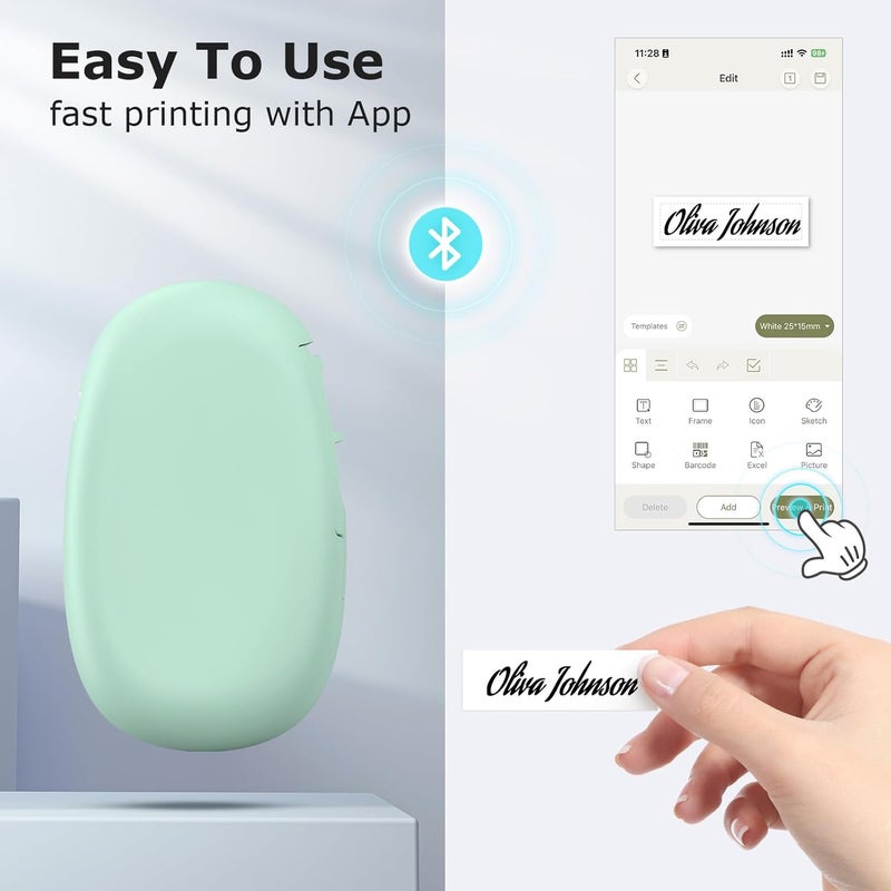 E10 Bluetooth Label Printer with Continuous Waterproof Labels, Green | App with 30+ Fonts, 600+ Symbols, Rechargeable, Works with 40+ Label Types, Ideal for Home, School & Office - Image 3