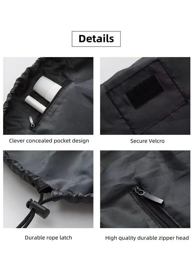 Feinerman Stylish Lazy Drawstring Cosmetic Bag, Waterproof Foldable Travel Makeup Pouch, Large Capacity Toiletry Storage Organizer, Portable Makeup Kit Holder for Women (Blue Famingo) - Image 3