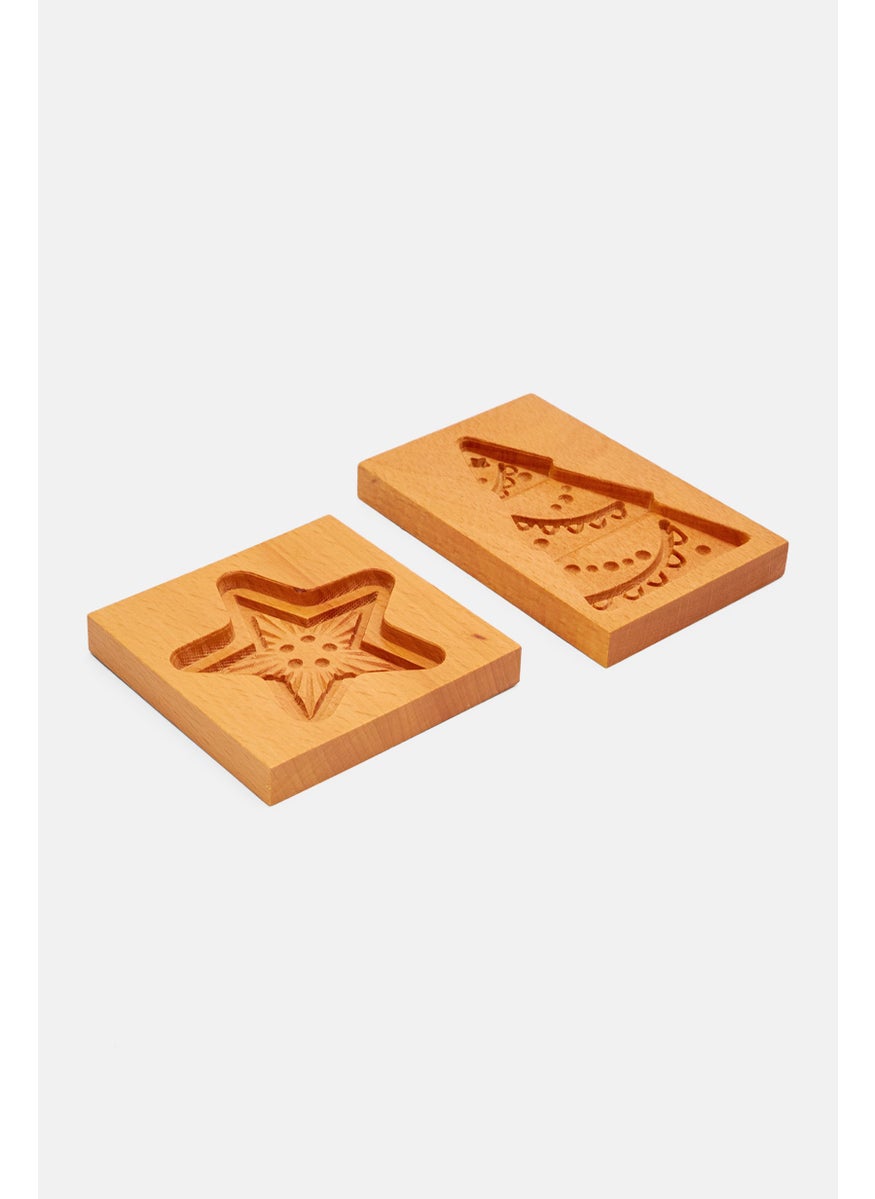 Tchibo - 2 Set Embossed Biscuit Moulds, Tan - Image 1