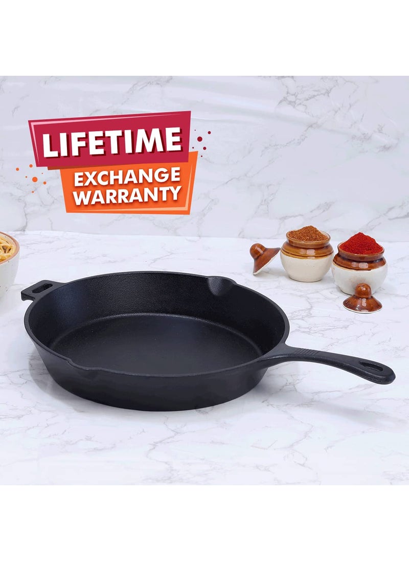 Wonderchef - Wonderchef Forza Pre Seasoned 29 cm Cast Iron Fry Pan | with Lifetime Exchange Warranty | Black - Image 1
