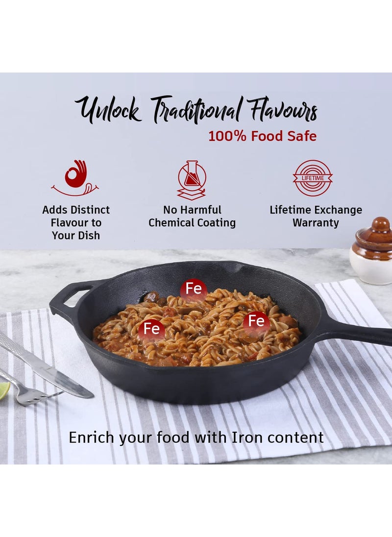 Wonderchef - Wonderchef Forza Pre Seasoned 29 cm Cast Iron Fry Pan | with Lifetime Exchange Warranty | Black - Image 1