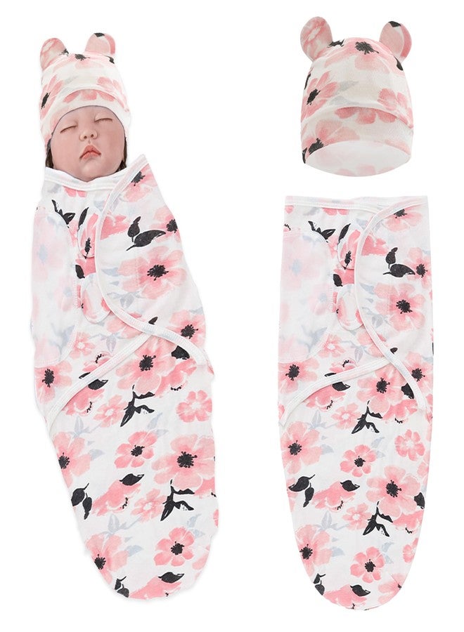 BEMBIKA Baby Swaddle Wraps - Soft Cotton Swaddle Wrap, Muslin Hooded Swaddle Wrap for Newborns - Comfortable, Breathable, and Safe Set Of 2 - (Toddler Flower Design) - Image 1