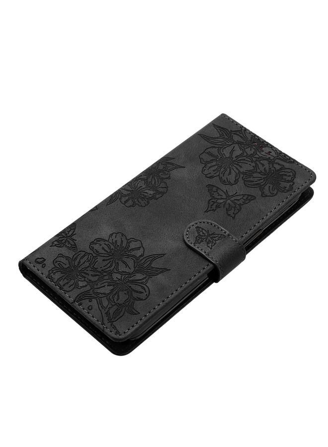 اس-توب جراب لهاتف Motorola Moto E15، مصنوع من مادة البولي يوريثان المنقوشة بنقشة زهور الكرز والفراشات - Image 5