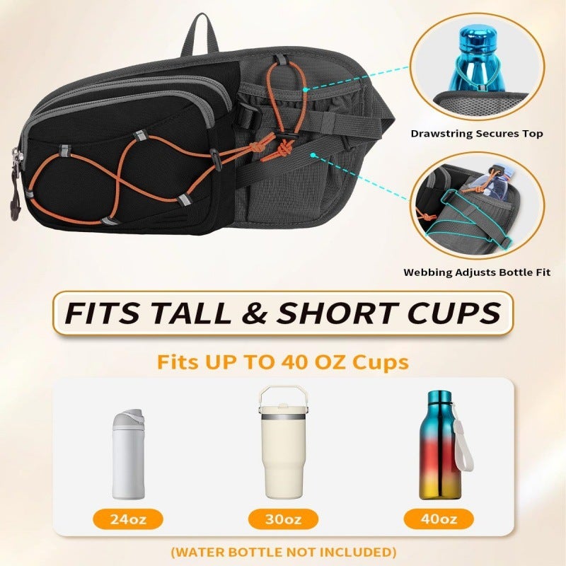 Hydration Waist Bag with Water Bottle Holder, 2L Large Capacity Running Bag, Waterproof Crossbody Chest Bag, Multifunctional Sports Bag - Image 3