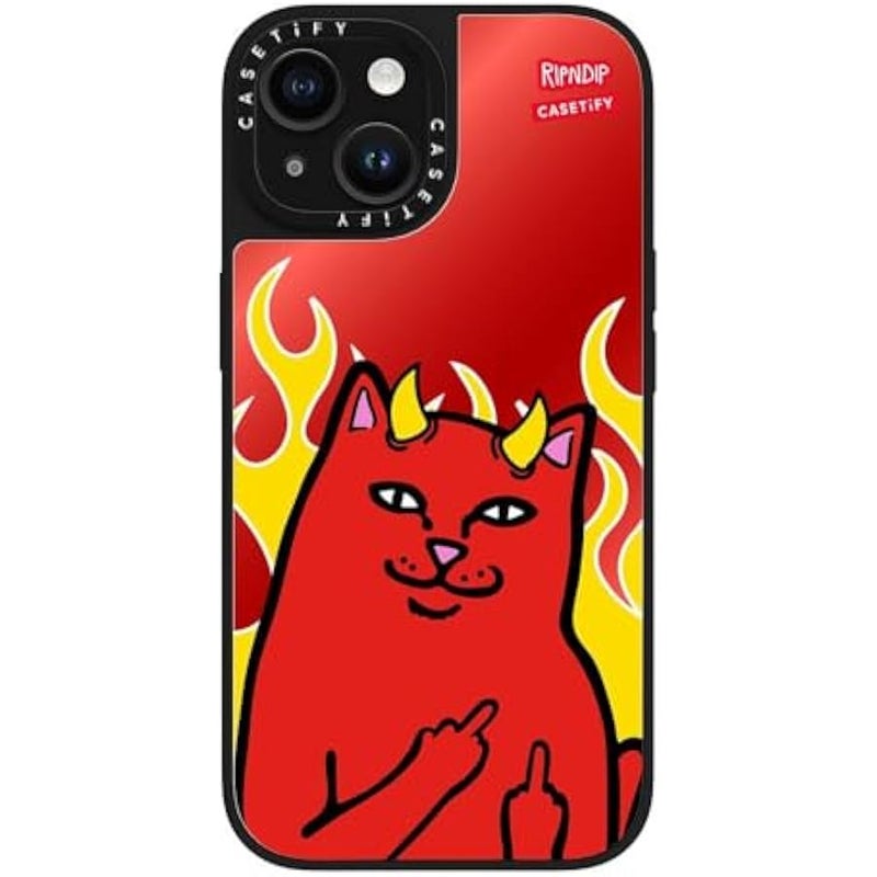 Casetify Mirror Case for iPhone 15 【RipNDip Colab/Reflective / 4.9ft Drop Protection/Compatible with Magsafe】 - Lord Devil - Silver on Black - Image 5