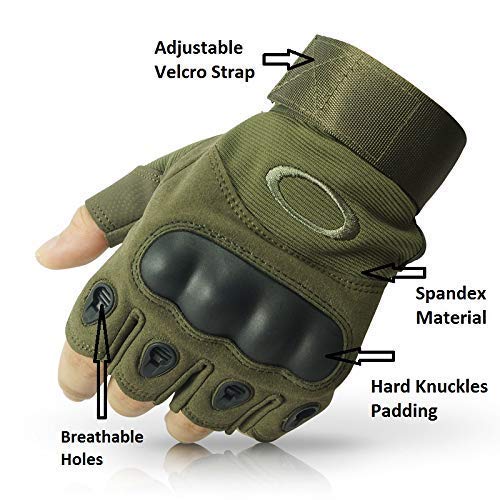 Alexvyan L Size-Running Gloves Fitness Riding Biking Outdoor Gloves Protective Hand Riding, Cycling, Bike Motorcycle Gym Gloves fo Men Boys - Season Summer and Winter (Green Half Finger HLY) - Image 3