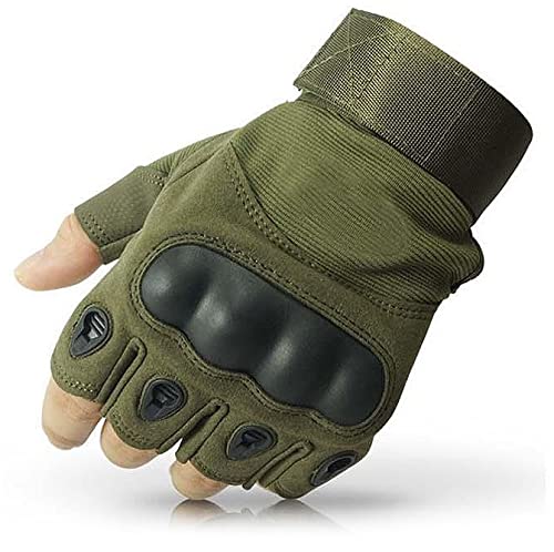 Alexvyan L Size-Running Gloves Fitness Riding Biking Outdoor Gloves Protective Hand Riding, Cycling, Bike Motorcycle Gym Gloves fo Men Boys - Season Summer and Winter (Green Half Finger HLY) - Image 1