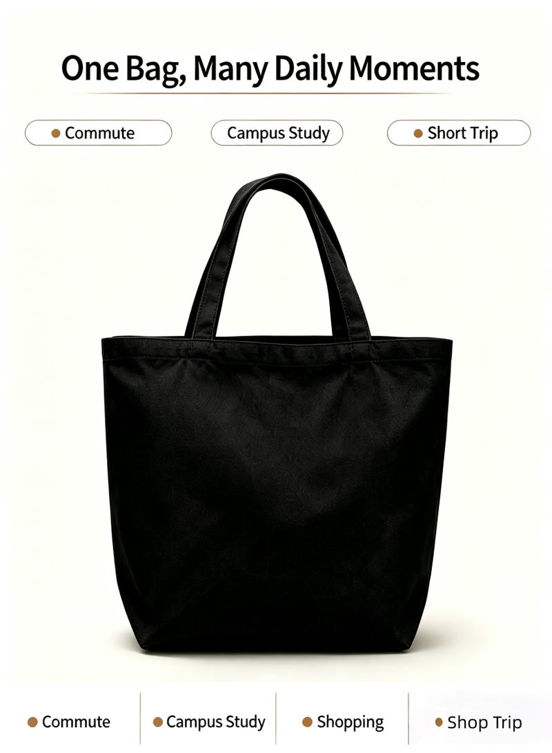 REZAKO 2PCS Foldable Canvas Tote Bags 45X15X35cm（Black) Horizontal Canvas Bag  Large Capacity Solid Color Reusable Shopping Handbags for DIY Painting, Lightweight & Durabl - Image 3
