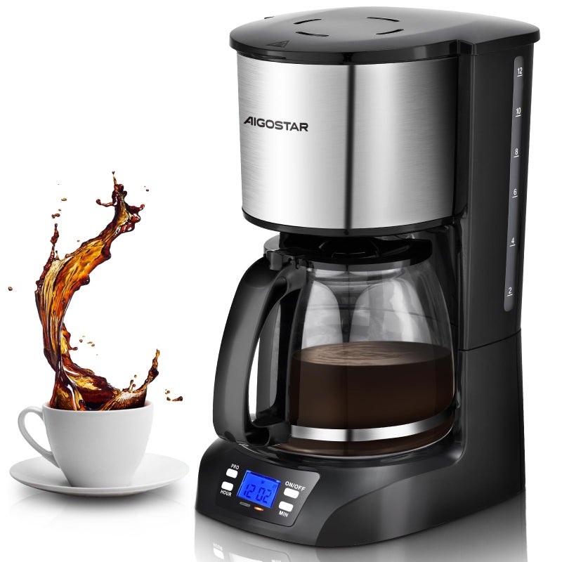 Aigostar Filter Coffee Machine Programmable Drip Coffee Maker with 24hr Timer  40min Keep Warm Fast Brewing 15L Coffee Filter Machine with AntiDrip  BPA Free  Benno 30YWZ