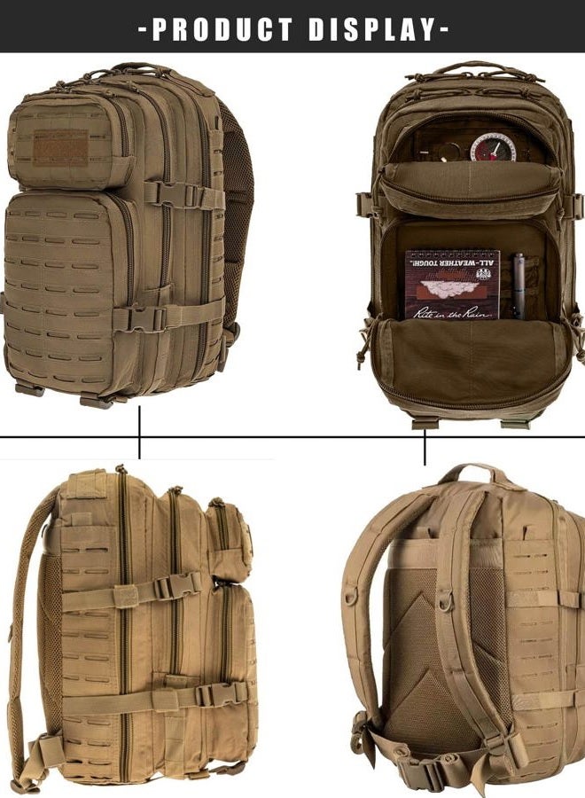 Miramrax Military Tactical Backpack for Men Small Army 3 Day Assault Pack for Molle Bug Out Bag Rucksack Travel Hiking Camping Hunting, Tan, Small, Military Tactical Backpack Hiking Backpack - Image 4