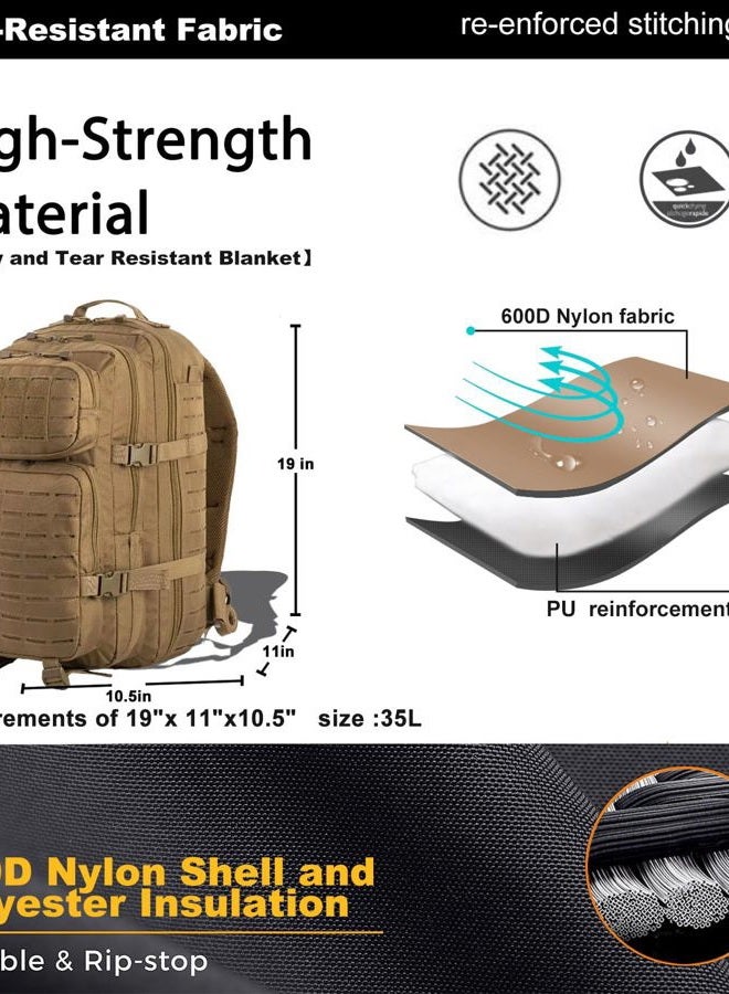 Miramrax Military Tactical Backpack for Men Small Army 3 Day Assault Pack for Molle Bug Out Bag Rucksack Travel Hiking Camping Hunting, Tan, Small, Military Tactical Backpack Hiking Backpack - Image 5
