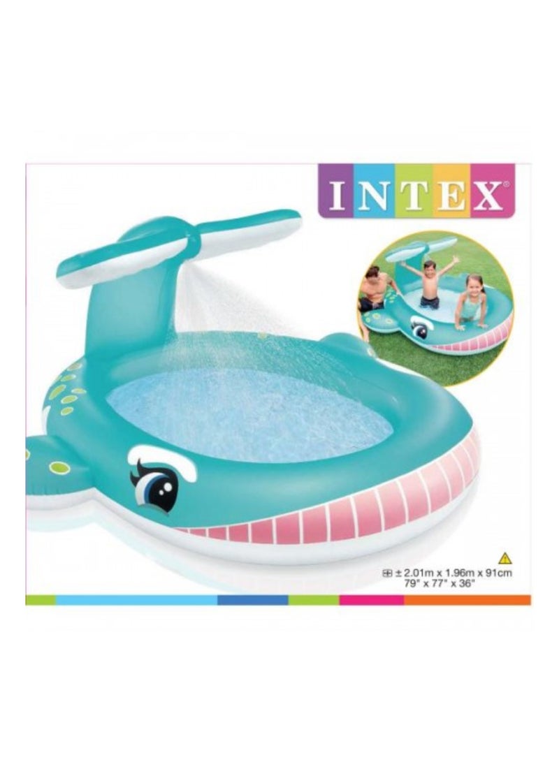 INTEX Whale Design Inflatable Swimming Pool For Fun 201x196x91cm Ages 2+ 201x196x91cm - Image 5