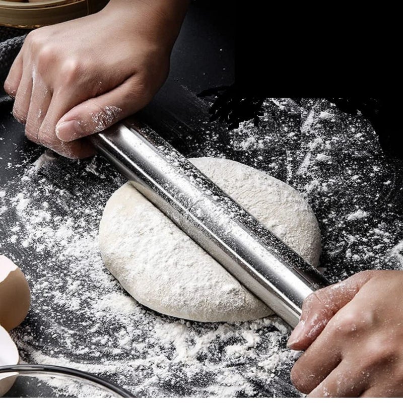 BAKERS 4U 14 inch Rolling Pin for Baking Removable Ring Adjustable Stainless Steel Dough Roller for Cookies Cake Biscuit Pastry - Image 5