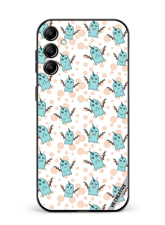 VR CREATIVE Protective Case Cover For Samsung Galaxy M54 White Background, Pattern Cute Blue Monsters, Emotions Stickers Design Multicolour - Image 1