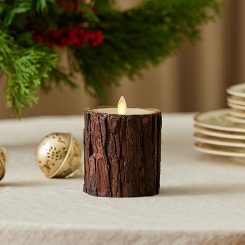 Luminara Real Bark Flameless LED Candle Ivory 35 x 45 Moving Flame Battery Operated with Timer Realistic Wax Pillar for Home Decor Indoor Safe - Image 3