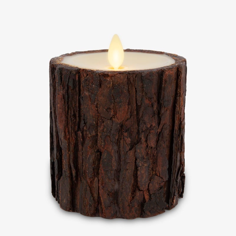Luminara Real Bark Flameless LED Candle Ivory 35 x 45 Moving Flame Battery Operated with Timer Realistic Wax Pillar for Home Decor Indoor Safe - Image 2