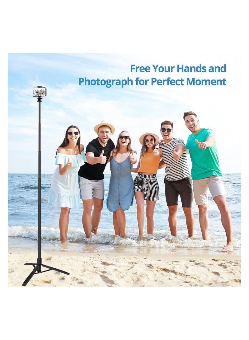 Long Selfie Stick,Reinforced Tripod Stand Upto 61 inch/156cm,Multi-function Bluetooth Selfie Stick with 1/4 Screw Compatible with Mobile Phone Camera for YouTube Photo Live Stream - Image 4