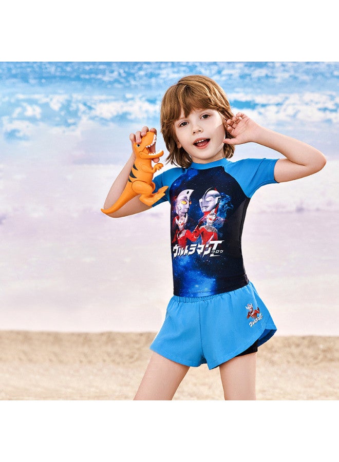 YouYou Classic Ultraman Boys Swimsuit New Two-piece Double-layer Swim Trunks Anti-embarrassment Summer Medium And Large Kids Swimwear - Image 3