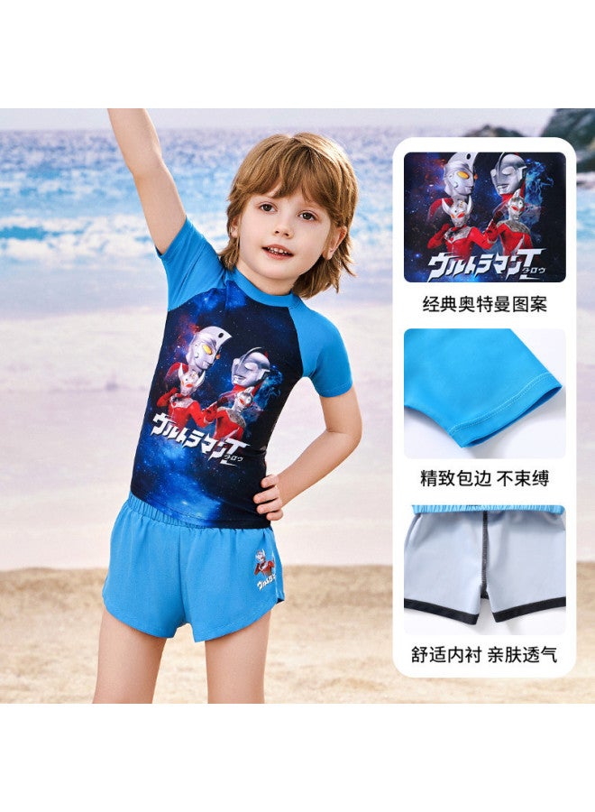 YouYou Classic Ultraman Boys Swimsuit New Two-piece Double-layer Swim Trunks Anti-embarrassment Summer Medium And Large Kids Swimwear - Image 5