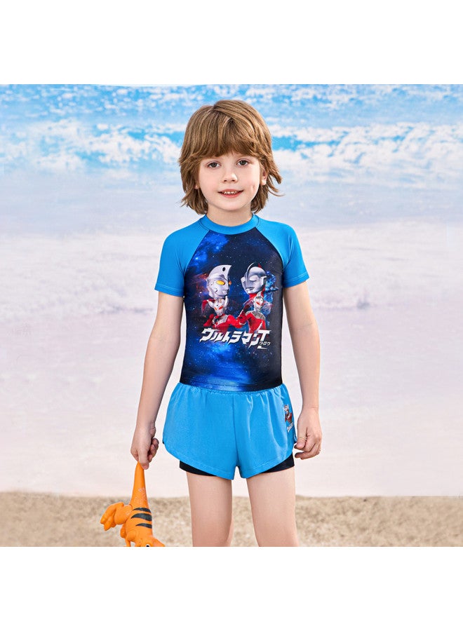 YouYou Classic Ultraman Boys Swimsuit New Two-piece Double-layer Swim Trunks Anti-embarrassment Summer Medium And Large Kids Swimwear - Image 2