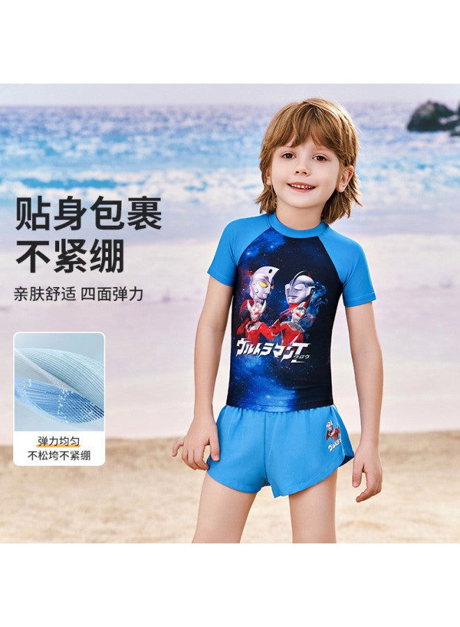 YouYou Classic Ultraman Boys Swimsuit New Two-piece Double-layer Swim Trunks Anti-embarrassment Summer Medium And Large Kids Swimwear - Image 4