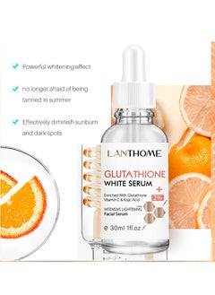 Lanthome Glutathione Face Serum, Enriched with Glutathione Vitamin C& Kojic Acid,  Hydrating Moisturizing Brightening Skin Reduces Fine Lines & Wrinkles,  Dark Spot Remover  - Image 3